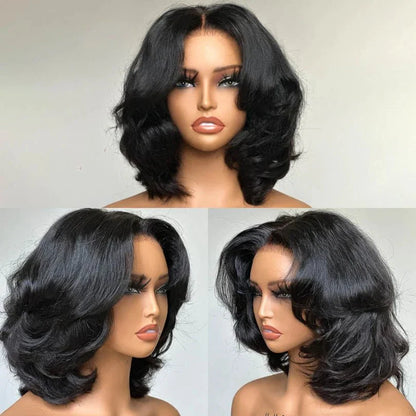 Elegant Layered Wavy Natural Black Wig for Women