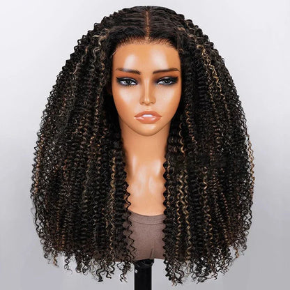 Mid-part Jerry Curly Wigs Women's High Quality Human Hair